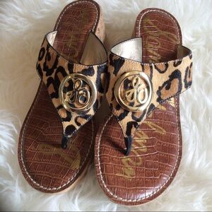 Sz 7m Sam Edelman cheetah cork platform wedges